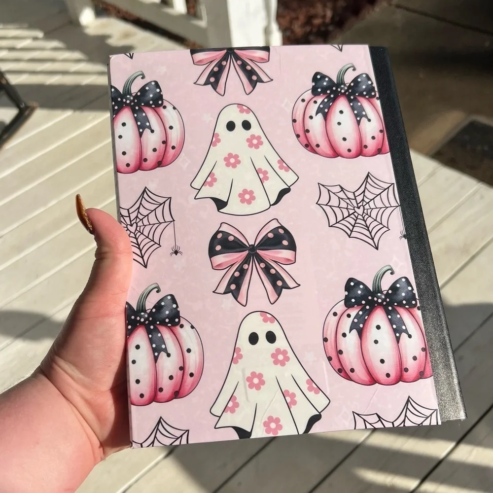 Handmade Pink Croquette Halloween Composition Notebook